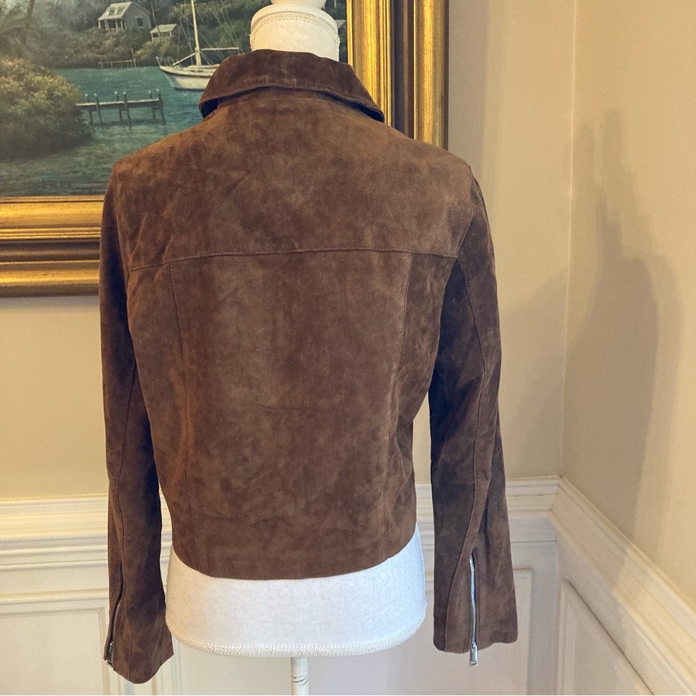 ZARA Brown Real Suede Leather Jacket - Picture 6 of 11